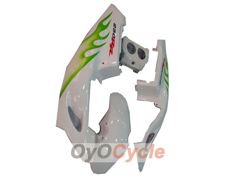 Verkleidungssatz für Einspritzmodelle, 90-94 CBR250RR - Grün, Weiß - Flame #OYO87902947