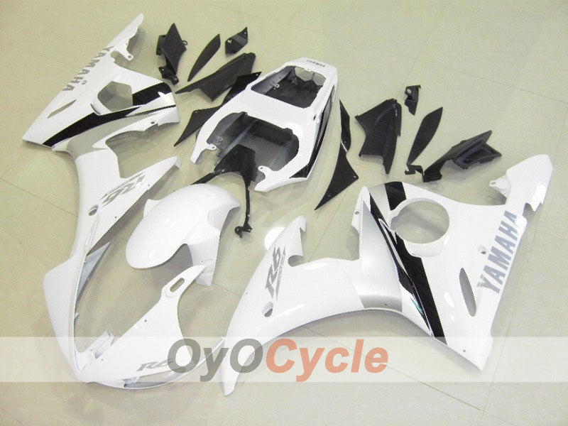 Verkleidungssatz für Einspritzung für 05 YZF-R6 - Weiß, Schwarz - Werksdesign #OYO87902634 Hauptbild