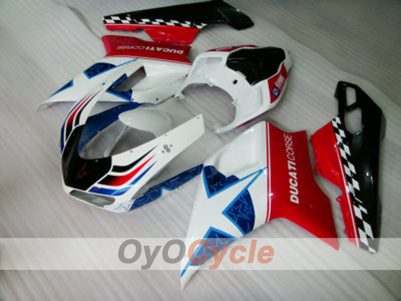 Verkleidungssatz für Einspritzermodelle der Ducati 1098, 07-09 - Rot, Weiß - Werksstil #OYO87902299