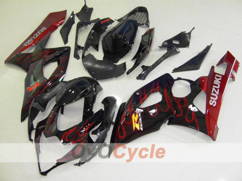 Einspritzverkleidungssatz für 05-06 GSX R1000 - Rot, Schwarz - Flamme #OYO87901958