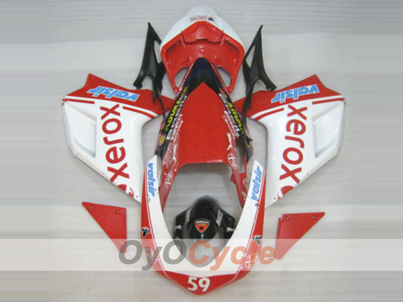Einspritzverkleidungssatz für Ducati 1098, 07-09 - Rot, Weiß - Xerox #OYO87902220