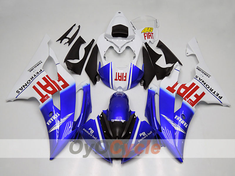 Einspritzverkleidungssatz für 08-16 YZF-R6 - Blau, Weiß - FIAT #OYO87904734