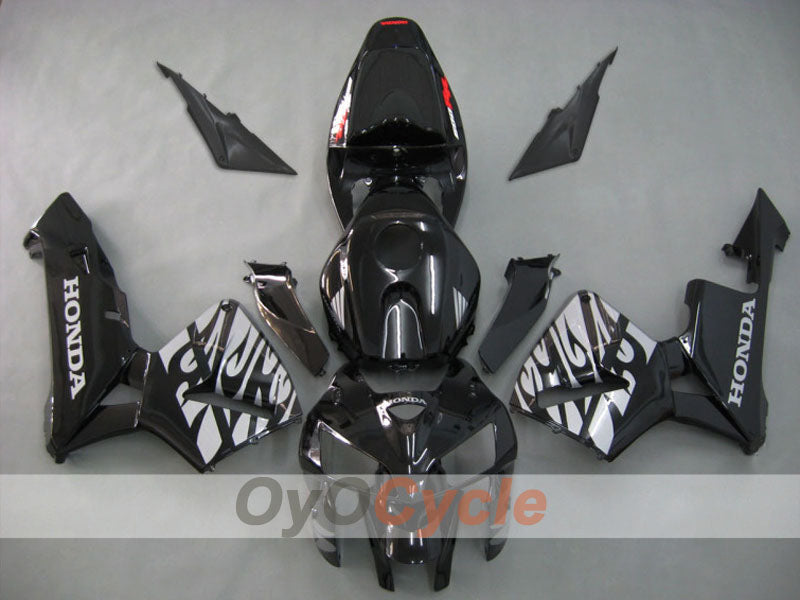 Verkleidungssatz für Einspritzer für CBR600RR 05-06 - Schwarz, Silber - Flammenmuster #OYO87900240 Hauptbild