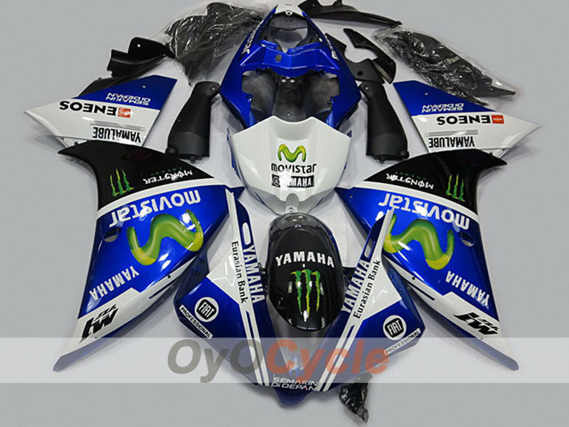 Einspritz-Verkleidungssatz für die YZF-R1, Baujahre 12-14 - Blau, Weiß - Movistar #OYO87904728