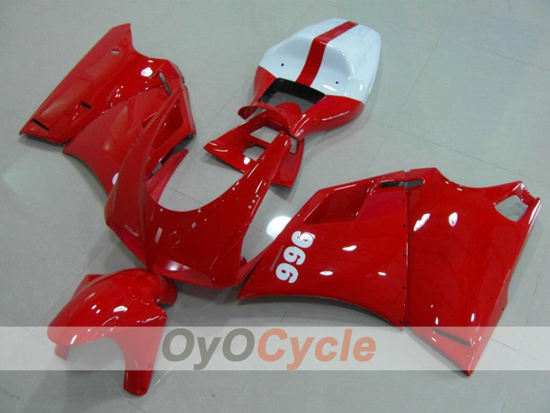 Einspritzverkleidungs-Kit für Ducati 996, Baujahr 99-02 - Rot, Weiß - Werksstil #OYO87902201 Hauptbild