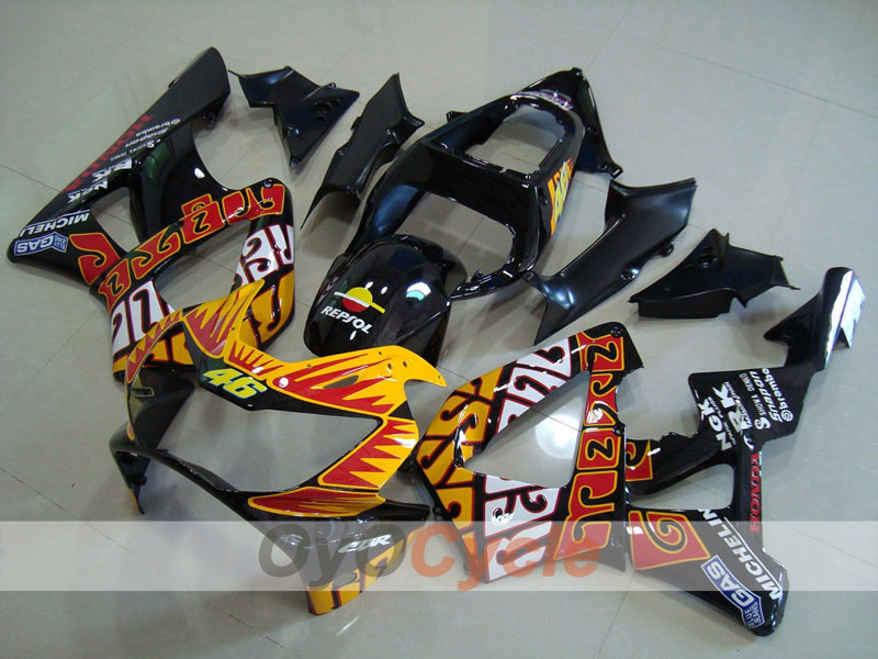 Einspritzverkleidungssatz für 00-01 CBR900RR 929 - Gelb, Schwarz - Rossi #OYO87902750