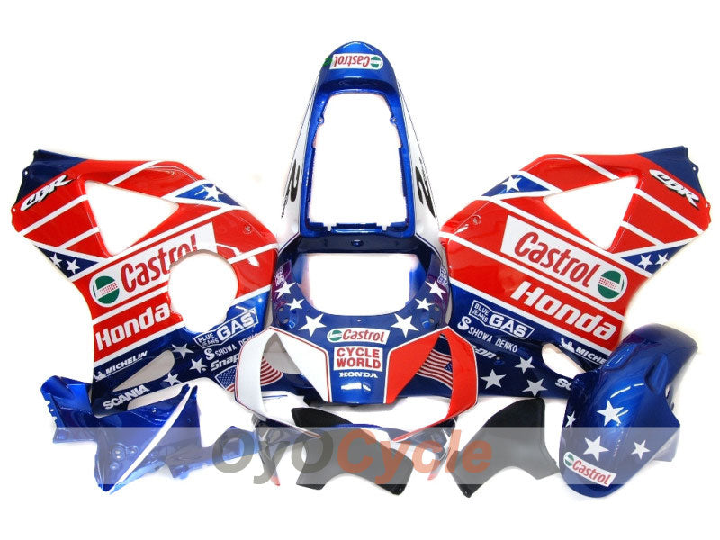 Spritzverkleidungssatz für 02-03 CBR900RR 954 - Rot, Blau - Castrol #OYO87902700 Hauptbild