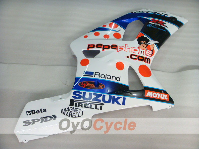 Einspritzverkleidungssatz für GSX R1000 00-02 - Blau, Weiß - Dark Dog, MOTUL #OYO87905215