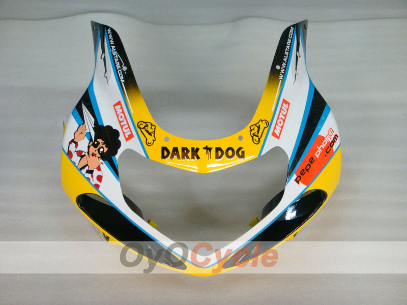Einspritzverkleidungssatz für GSX R1000 00-02 - Blau, Weiß - Dark Dog, MOTUL #OYO87905215