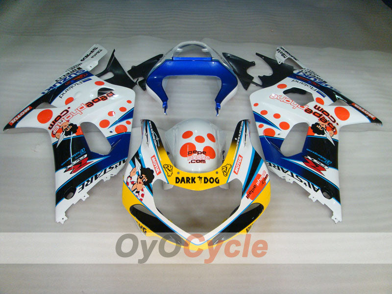 Einspritzverkleidungssatz für GSX R1000 00-02 - Blau, Weiß - Dark Dog, MOTUL #OYO87905215