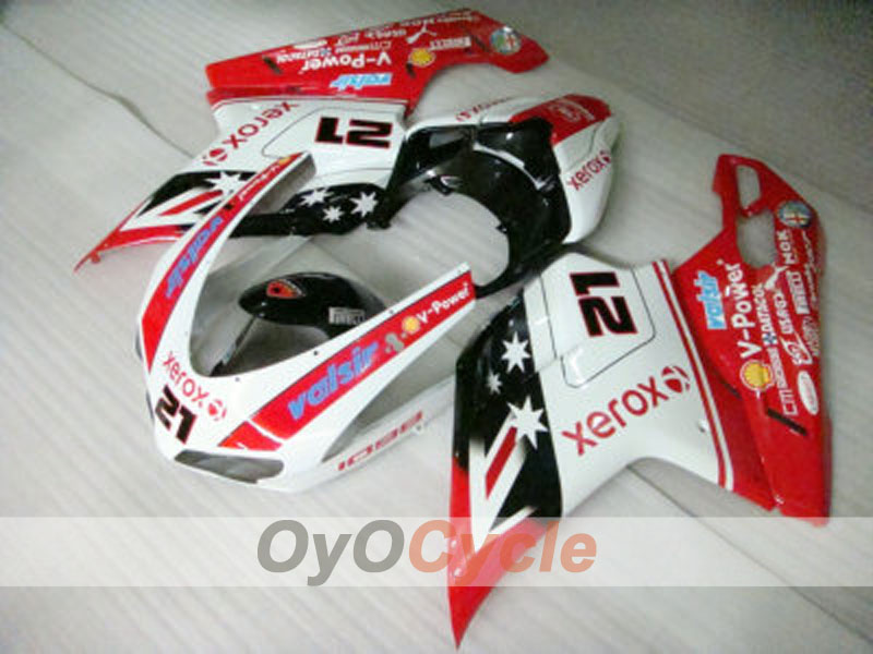 Einspritzverkleidungssatz für Ducati 848, Baujahre 08-13 - Rot, Weiß - Xerox #OYO87902235 Hauptbild