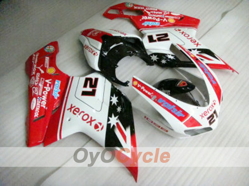 Einspritzverkleidungssatz für Ducati 1098, Baujahre 07-09 - Rot, Weiß - Xerox #OYO87902232