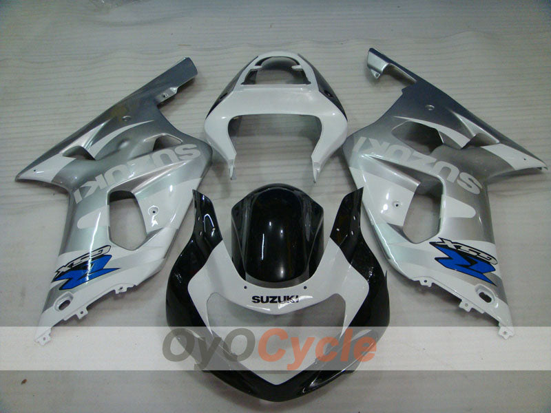Verkleidungssatz für 00-02 GSX R1000 - Weiß, Schwarz, Silber - Werksstil #OYO87905205
