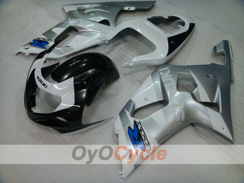 Verkleidungssatz für 00-02 GSX R1000 - Weiß, Schwarz, Silber - Werksstil #OYO87905205