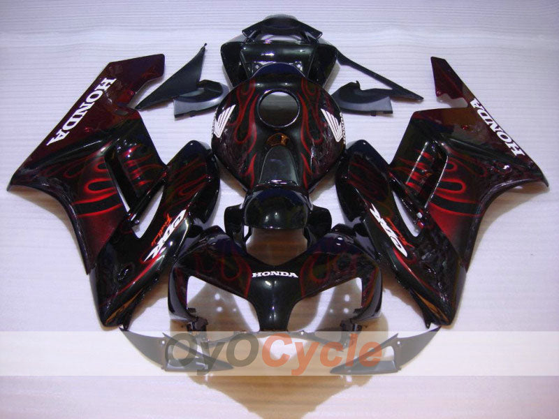 Einspritzverkleidungssatz für CBR1000RR 04-05 - Rot, Schwarz - Flame #OYO87900485