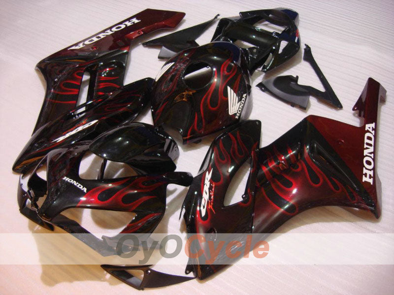 Einspritzverkleidungssatz für CBR1000RR 04-05 - Rot, Schwarz - Flame #OYO87900485