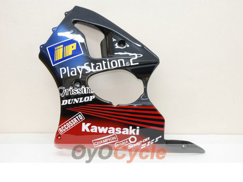 Verkleidungssatz für Einspritzmodelle 00-02 NINJA ZX-6R - Rot, Schwarz - Play Station #OYO87901741