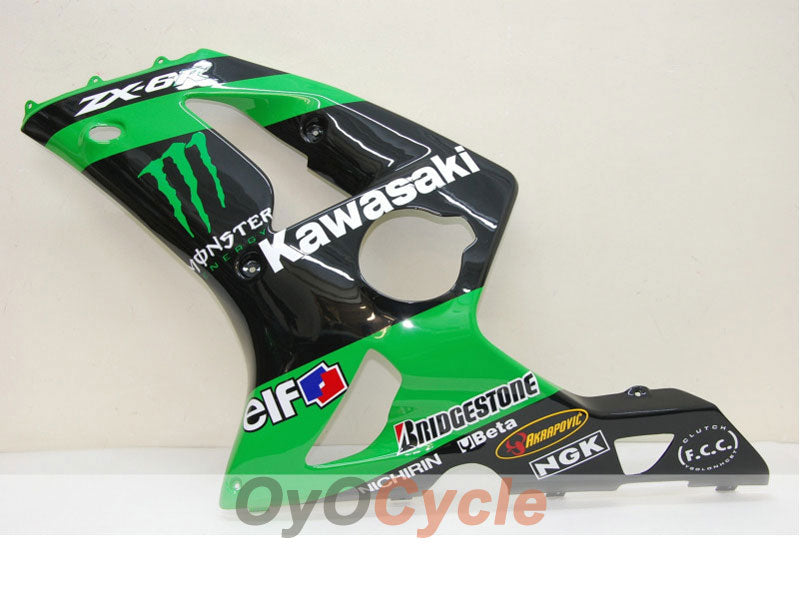 Spritzguss-Verkleidungssatz für 03-04 NINJA ZX-6R - Grün, Schwarz - Monster #OYO87901807