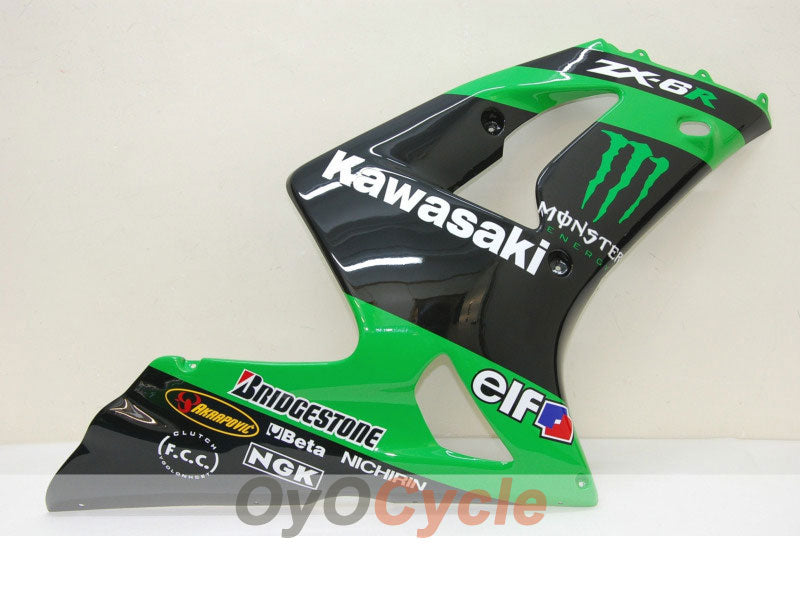 Spritzguss-Verkleidungssatz für 03-04 NINJA ZX-6R - Grün, Schwarz - Monster #OYO87901807