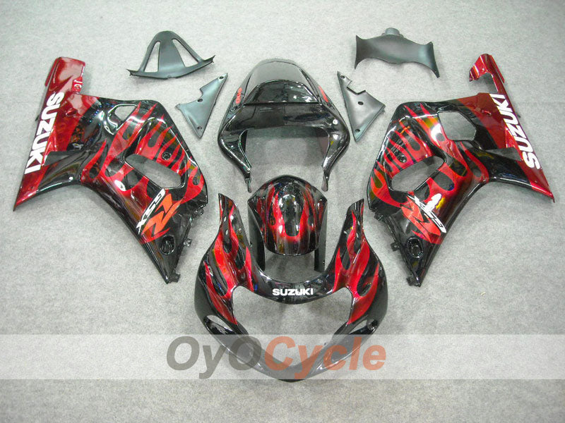 Verkleidungssatz für Einspritzmodelle 01-03 GSX R600 - Rot, Schwarz - Flamme #OYO87901041 Hauptbild