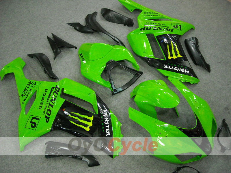 Einspritz-Verkleidungssatz für 07-08 NINJA ZX-6R - Grün, Schwarz - Monster #OYO87901943 Hauptbild