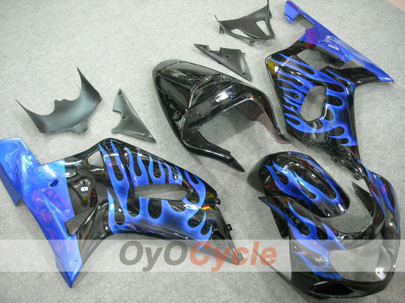 Verkleidungssatz für Einspritzmodelle 01-03 GSX R600 - Blau, Schwarz - Flamme #OYO87901042 Zweitbild