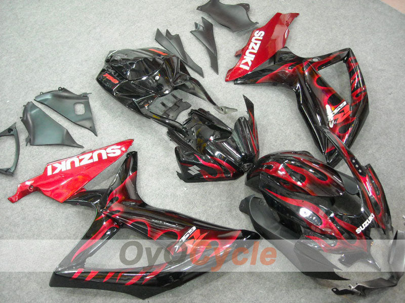 Einspritz-Verkleidungssatz für GSX R750 08-10 - Rot, Schwarz - Flamme #OYO87901429