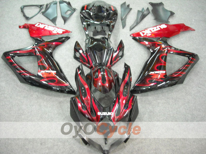 Einspritz-Verkleidungssatz für GSX R750 08-10 - Rot, Schwarz - Flamme #OYO87901429
