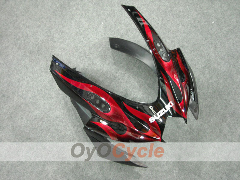 Einspritzverkleidungssatz für 08-10 GSX R600 - Rot, Schwarz - Flamme #OYO87901626