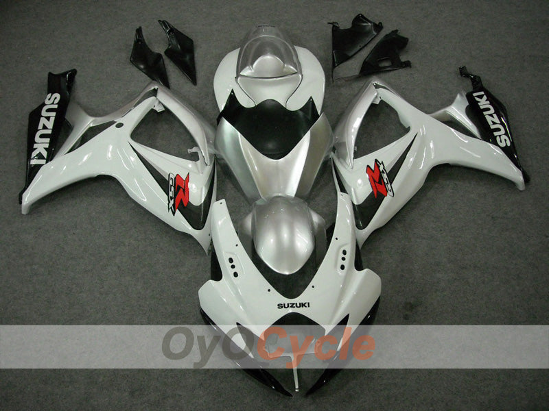 Einspritz-Verkleidungssatz für 06-07 GSX R600 - Weiß, Silber - Werksstil #OYO87902877