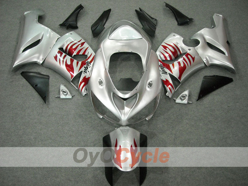 Verkleidungssatz für 05-06 NINJA ZX-6R - Rot, Silber - Flamme #OYO87901864