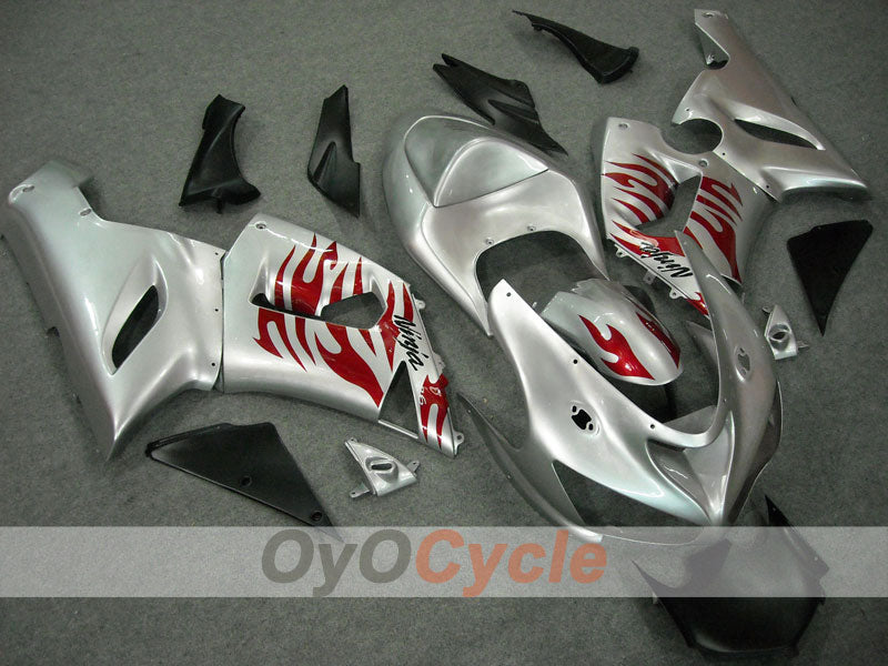 Verkleidungssatz für 05-06 NINJA ZX-6R - Rot, Silber - Flamme #OYO87901864
