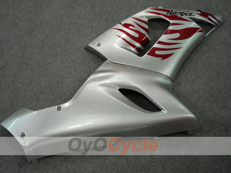 Verkleidungssatz für 05-06 NINJA ZX-6R - Rot, Silber - Flamme #OYO87901864