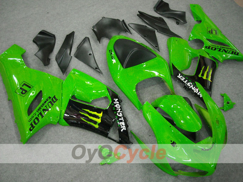 Verkleidungssatz für Einspritzmodelle 05-06 NINJA ZX-6R - Grün, Schwarz - Monster #OYO87901873