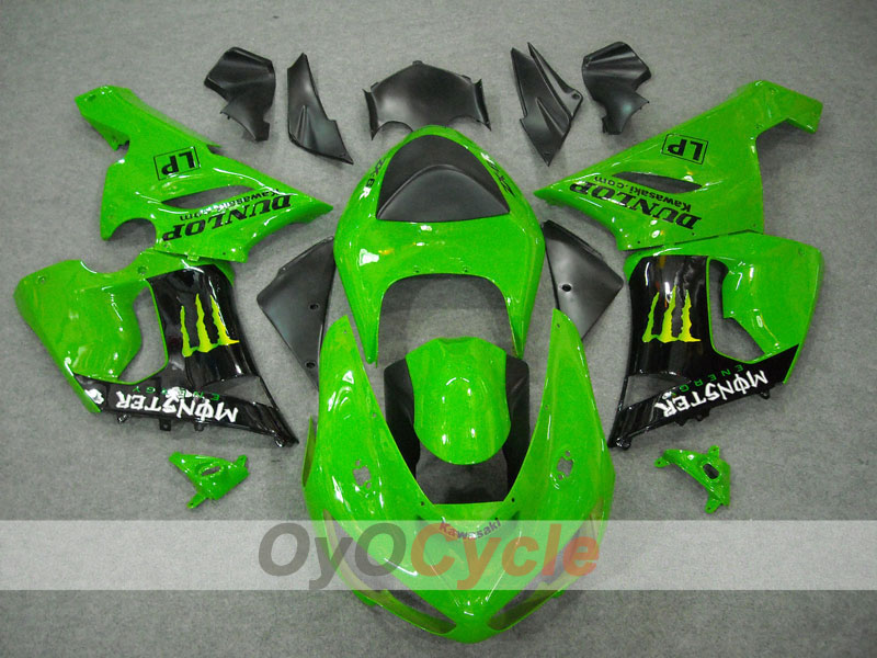 Verkleidungssatz für Einspritzmodelle 05-06 NINJA ZX-6R - Grün, Schwarz - Monster #OYO87901873