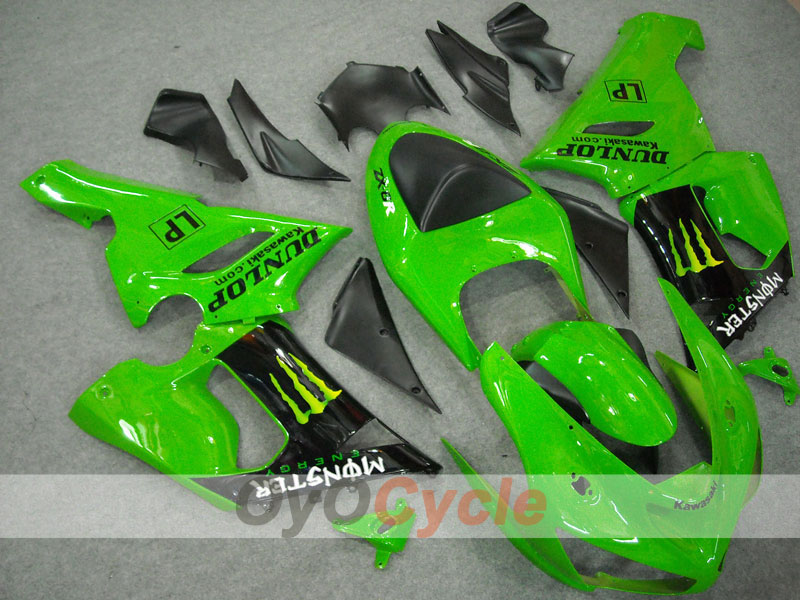 Verkleidungssatz für Einspritzmodelle 05-06 NINJA ZX-6R - Grün, Schwarz - Monster #OYO87901873