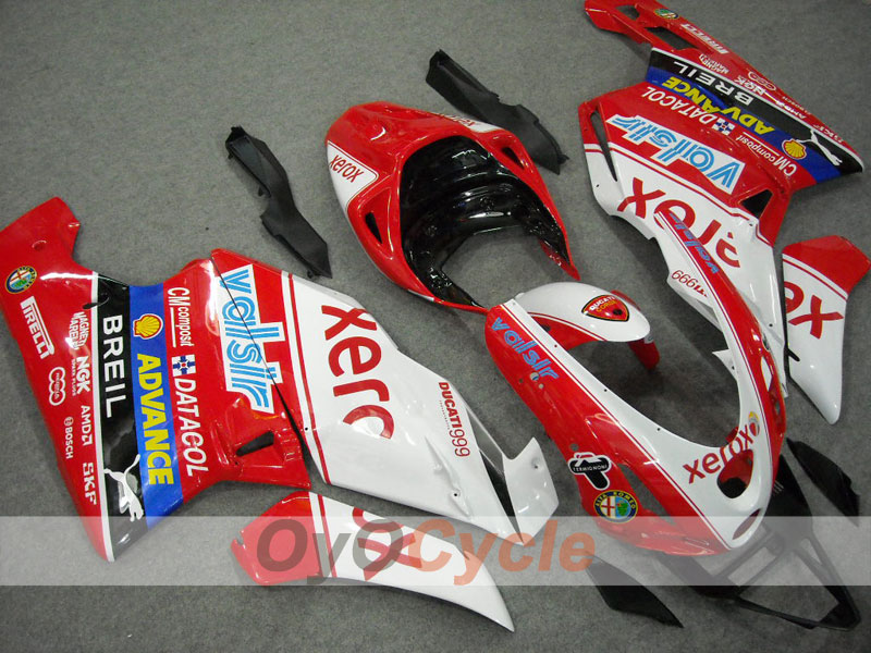 Einspritz-Verkleidungssatz für 03-04 Ducati 749 - Rot, Weiß - Xerox #OYO87902136
