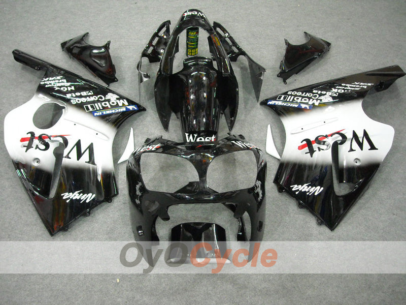 Verkleidungssatz für Einspritzmodelle 00-01 NINJA ZX-12R - Weiß, Schwarz - West #OYO87903078