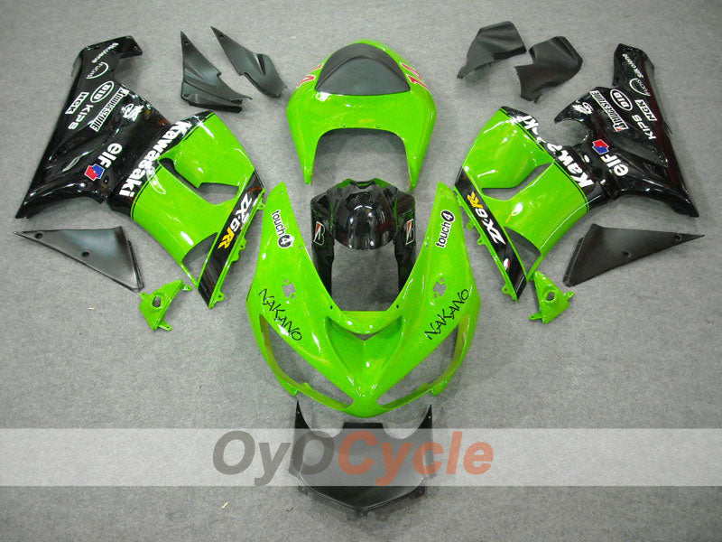 Spritzguss-Verkleidungssatz für 05-06 NINJA ZX-6R - Grün, Schwarz - Nakano #OYO87901887