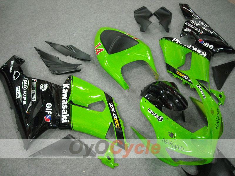 Spritzguss-Verkleidungssatz für 05-06 NINJA ZX-6R - Grün, Schwarz - Nakano #OYO87901887
