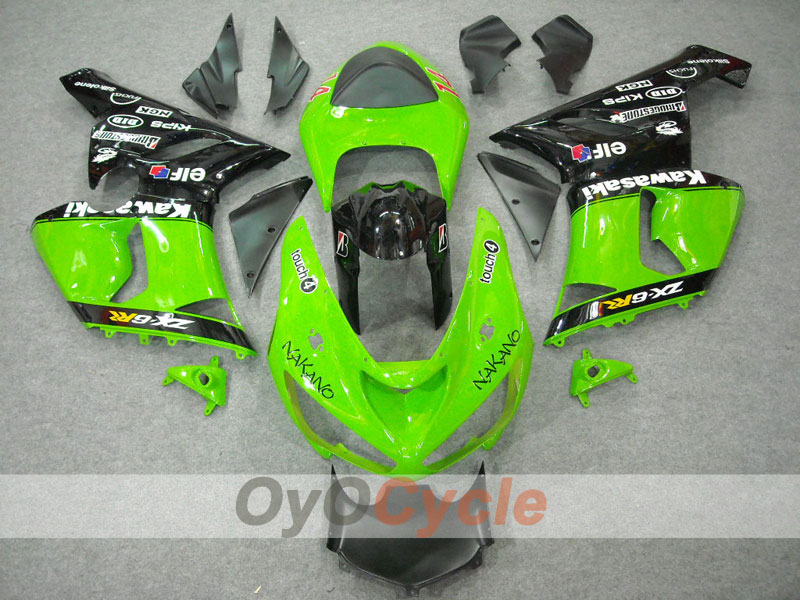 Spritzguss-Verkleidungssatz für 05-06 NINJA ZX-6R - Grün, Schwarz - Nakano #OYO87901887
