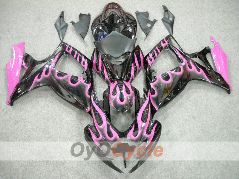 Verkleidungssatz für Einspritzanlage für 06-07 GSX R600 - Schwarz, Pink - Flamme #OYO87901493