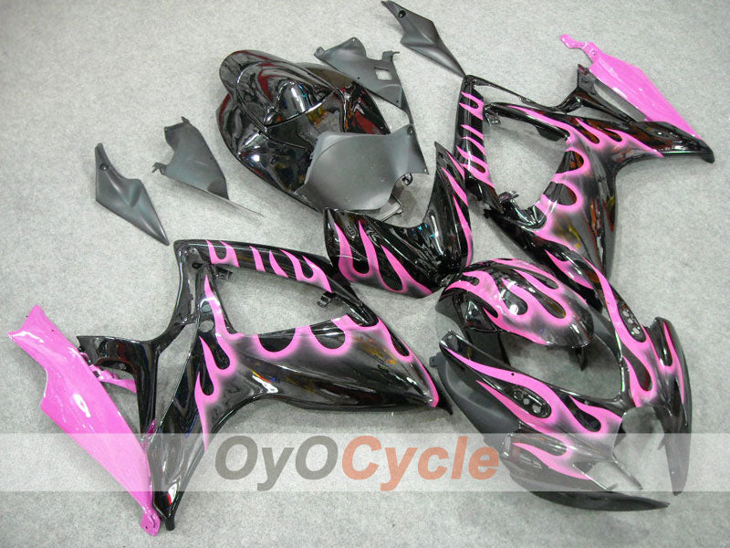 Verkleidungssatz für Einspritzanlage für 06-07 GSX R600 - Schwarz, Pink - Flamme #OYO87901493 Hauptbild