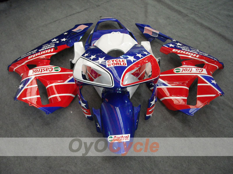 Verkleidungssatz aus Spritzguss für CBR600RR 03-04 - Rot, Blau - Castrol #OYO87902505