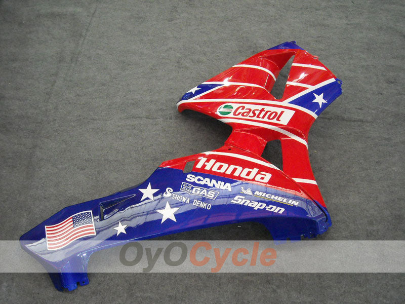 Verkleidungssatz aus Spritzguss für CBR600RR 03-04 - Rot, Blau - Castrol #OYO87902505