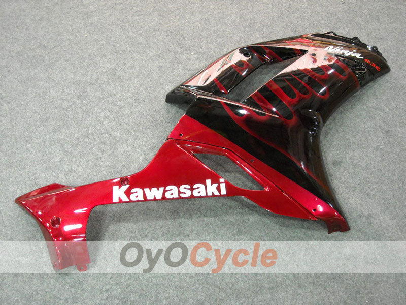 Spritzguss-Verkleidungssatz für 07-08 NINJA ZX-6R - Rot, Schwarz - Flame #OYO87901934
