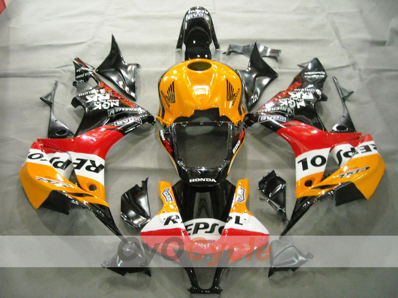 Einspritzverkleidungssatz für 07-08 CBR600RR - Orange, Schwarz - Repsol #OYO87900428 Hauptbild