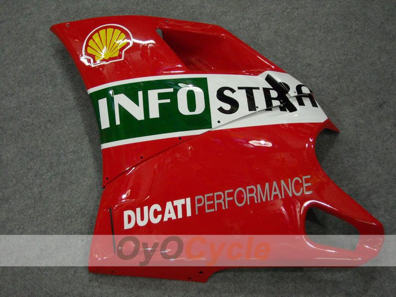 Einspritzverkleidungs-Kit für 94-02 Ducati 748 - Rot, Weiß - INFO STRADA #OYO87902067