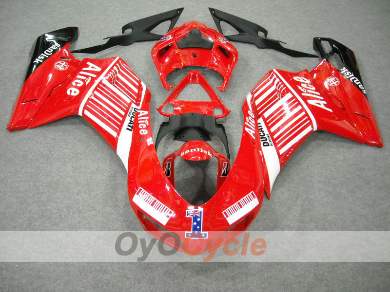 Einspritz-Verkleidungssatz für Ducati 1198, Baujahr 09-11 - Rot, Schwarz - Alice #OYO87902326 Hauptbild