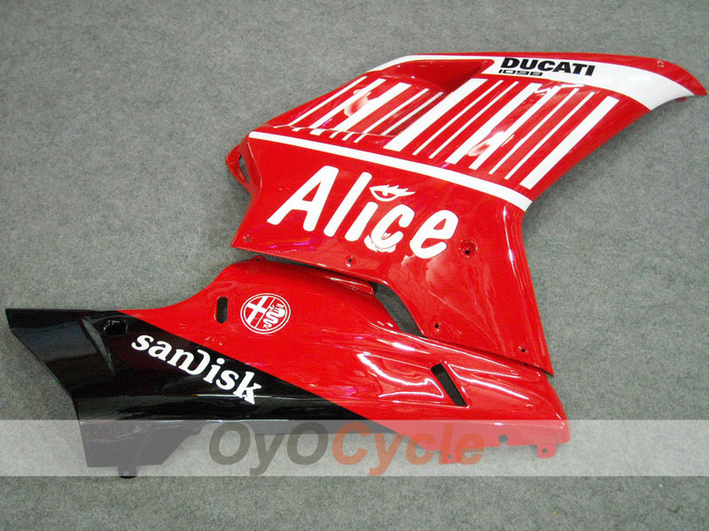 Einspritz-Verkleidungssatz für Ducati 848, 08-13 - Rot, Schwarz - Alice #OYO87902174